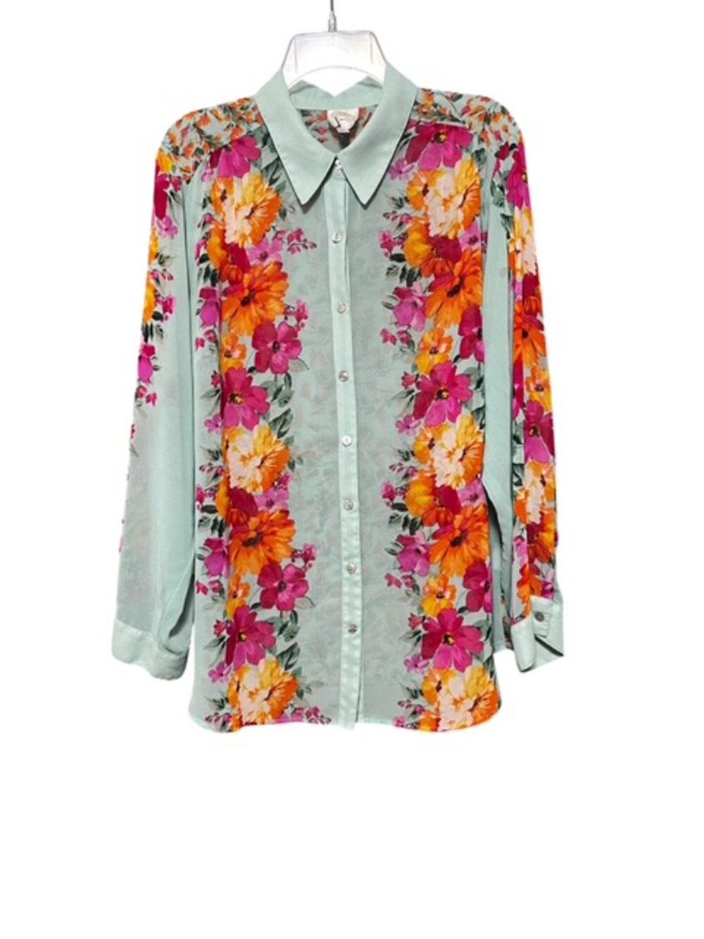 ANTHROPOLOGIE "FIG & FLOWER" Sheer Button-Down Blouse